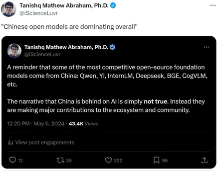 阿里Qwen-2成全球开源大模型排行榜第一，中国处于领导地位。(图3)