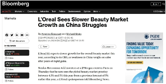 欧莱雅罕见下调全球美妆增长预期至4.5% 中国市场疲软成主因(图1)