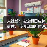 人社部：法定假日应休尽休，节假日加班付300%工资（图1）